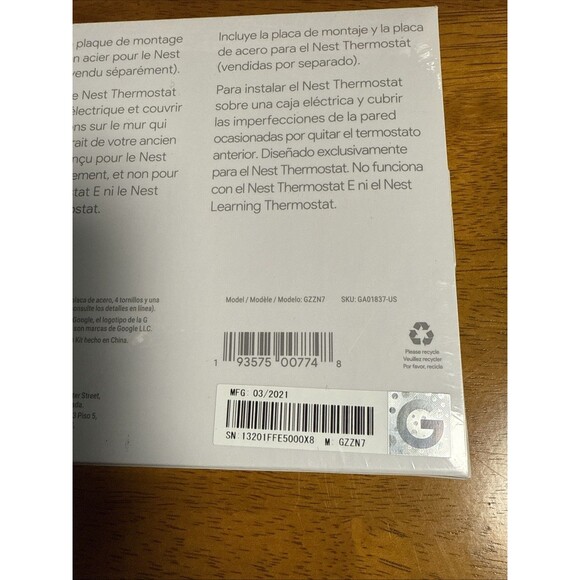 *FACTORY-SEALED* Google Nest Thermostat Trim Kit - Snow (GA01837-US) - Picture 3 of 3